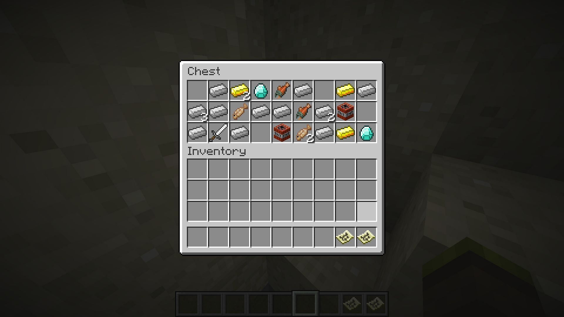 Contents of a buried treasure chest (Image via Minecraft)