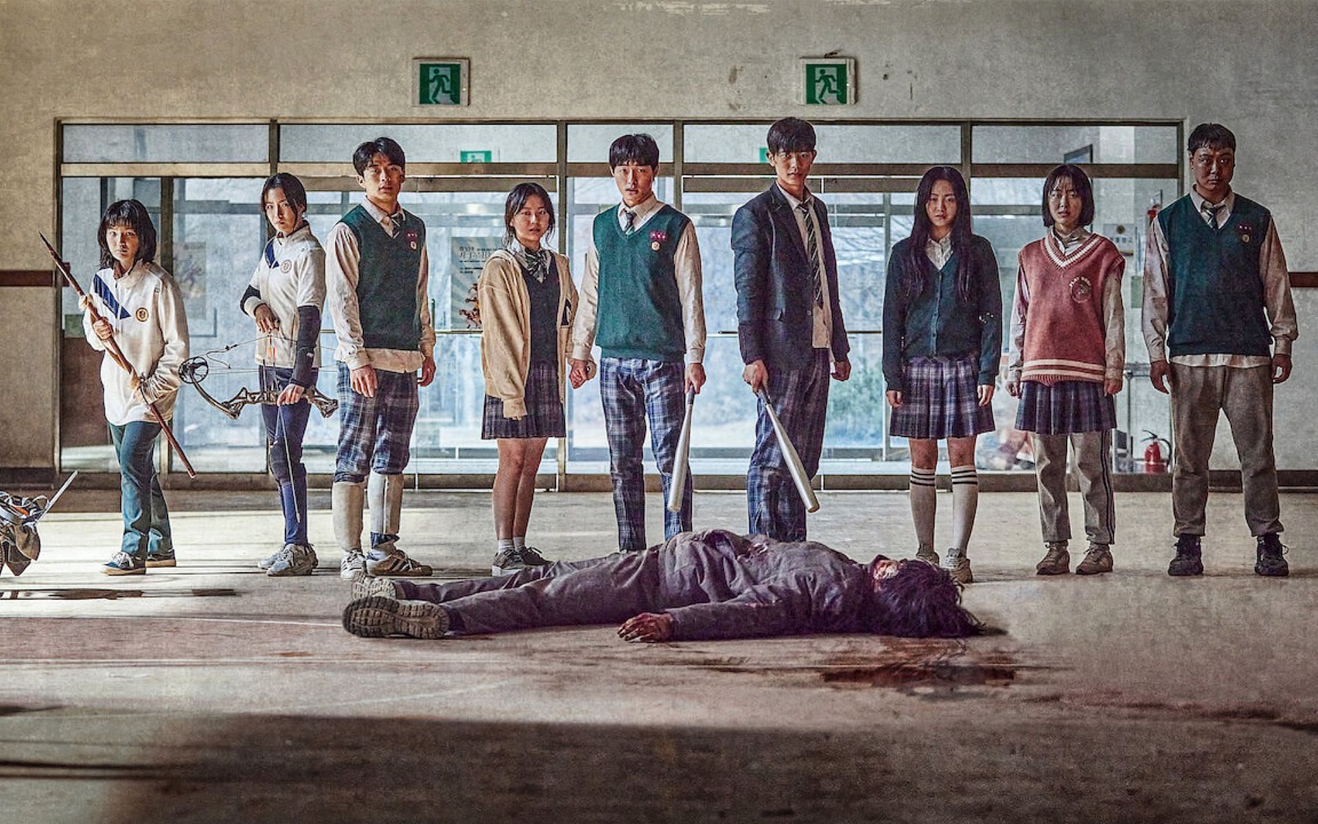 The leading cast of Netflix&#039;s Korean horror drama, All of Us Are Dead. (Image via Netflix @Google)