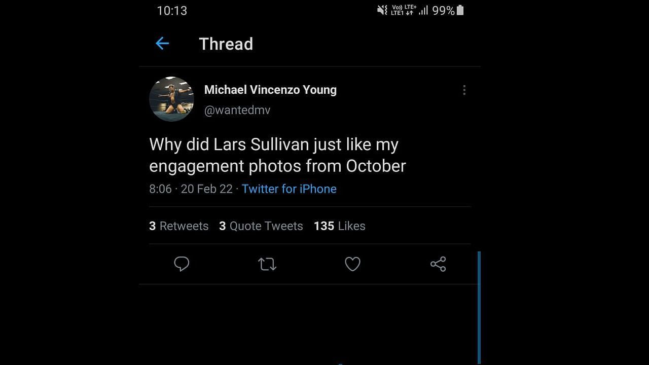 Screenshot of Michael Vincenzo Young&#039;s now-deleted tweet