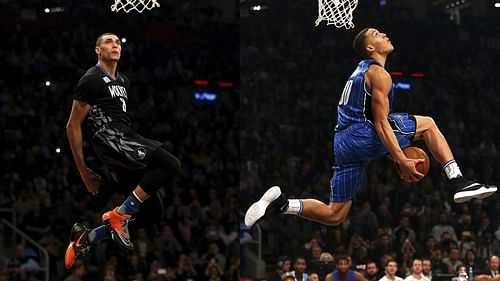 Zach LaVine and Aaron Gordon brought the house down with one electric dunk after another in the controversial 2016 Dunk Contest. [Photo: Sporting News]