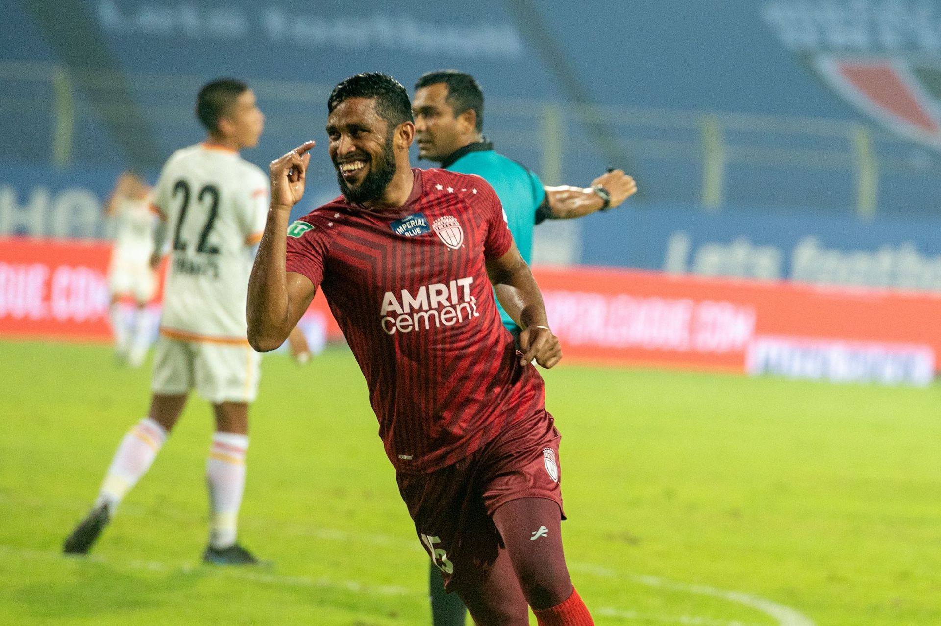 Suhair VP celebrates his goal against East Bengal (Image Courtesy: ISL)