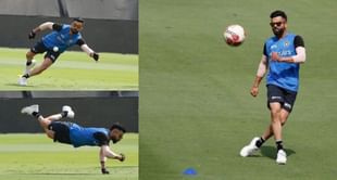Virat Kohli plays football during practice session ahead of 1st ODI vs West Indies