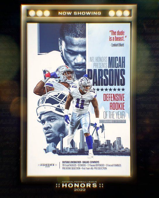 Micah Parsons, son Malcom shine at NFL Honors show. Here's how he did in NFL  DPOY race 