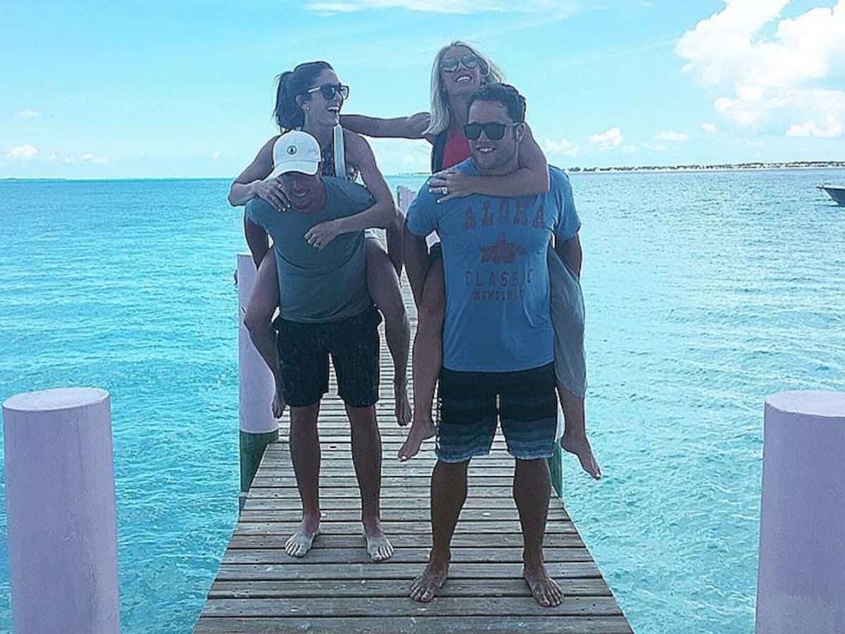 Kelly Stafford and Sarah Ryan with their husbands, Matthew and Matt