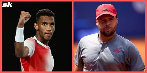 Felix Auger-Aliassime (L) and Jo-Wilfried Tsonga