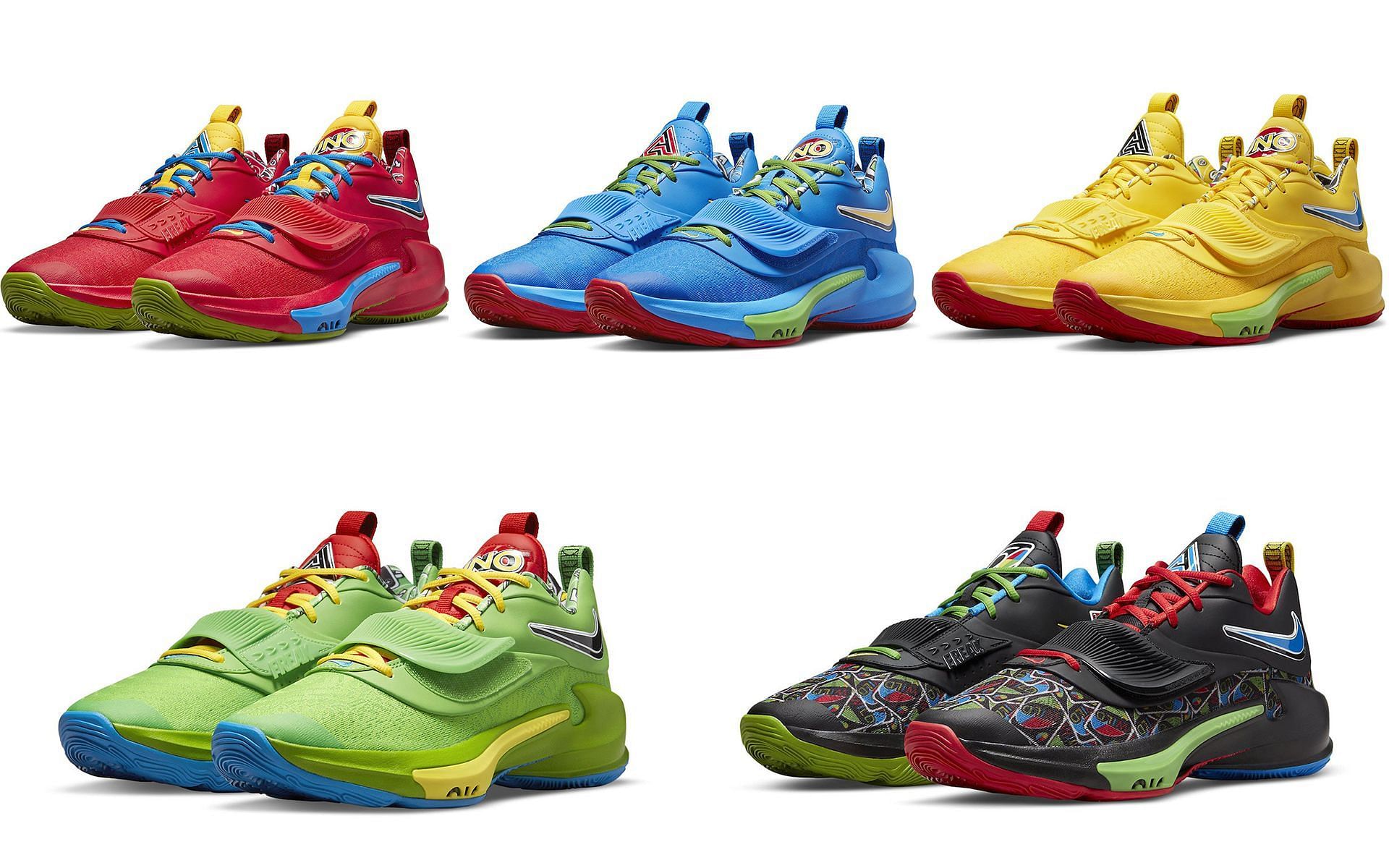 Nike collaborated with UNO to release Nike Freak 3 sneakers (Image via Nike)