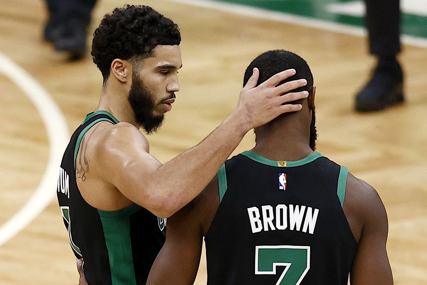 Jayson Tatum and Jaylen Brown combined for 57 points as the Boston Celtics beat the Philadelphia 76ers by 48 points on Tuesday