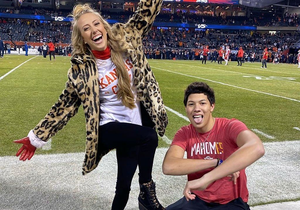 Patrick Mahomes&#039; fianc&eacute; Brittany Matthews alongside brother Jackson Mahomes 