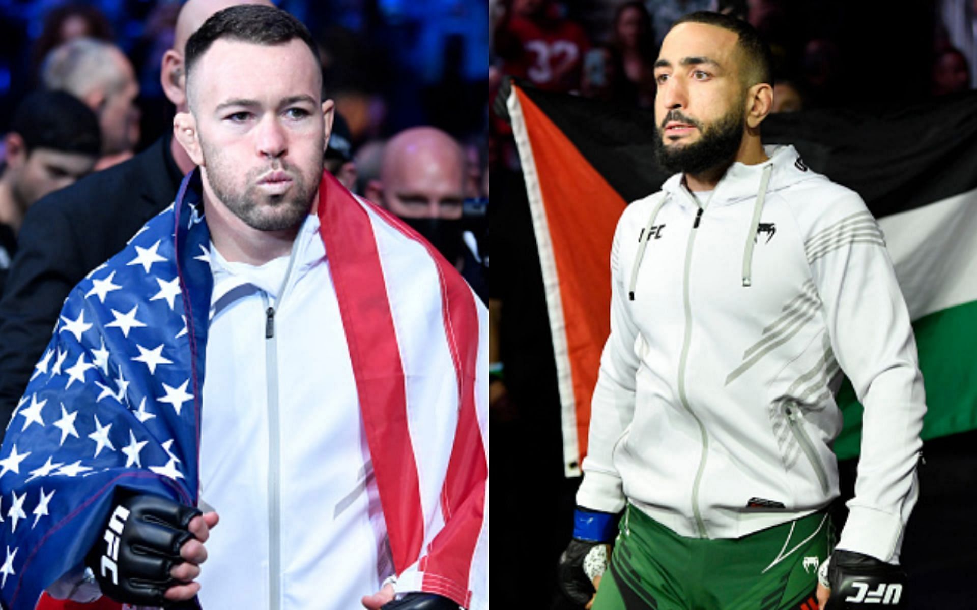 Belal Muhammad has taken a shot at Colby Covington (L)