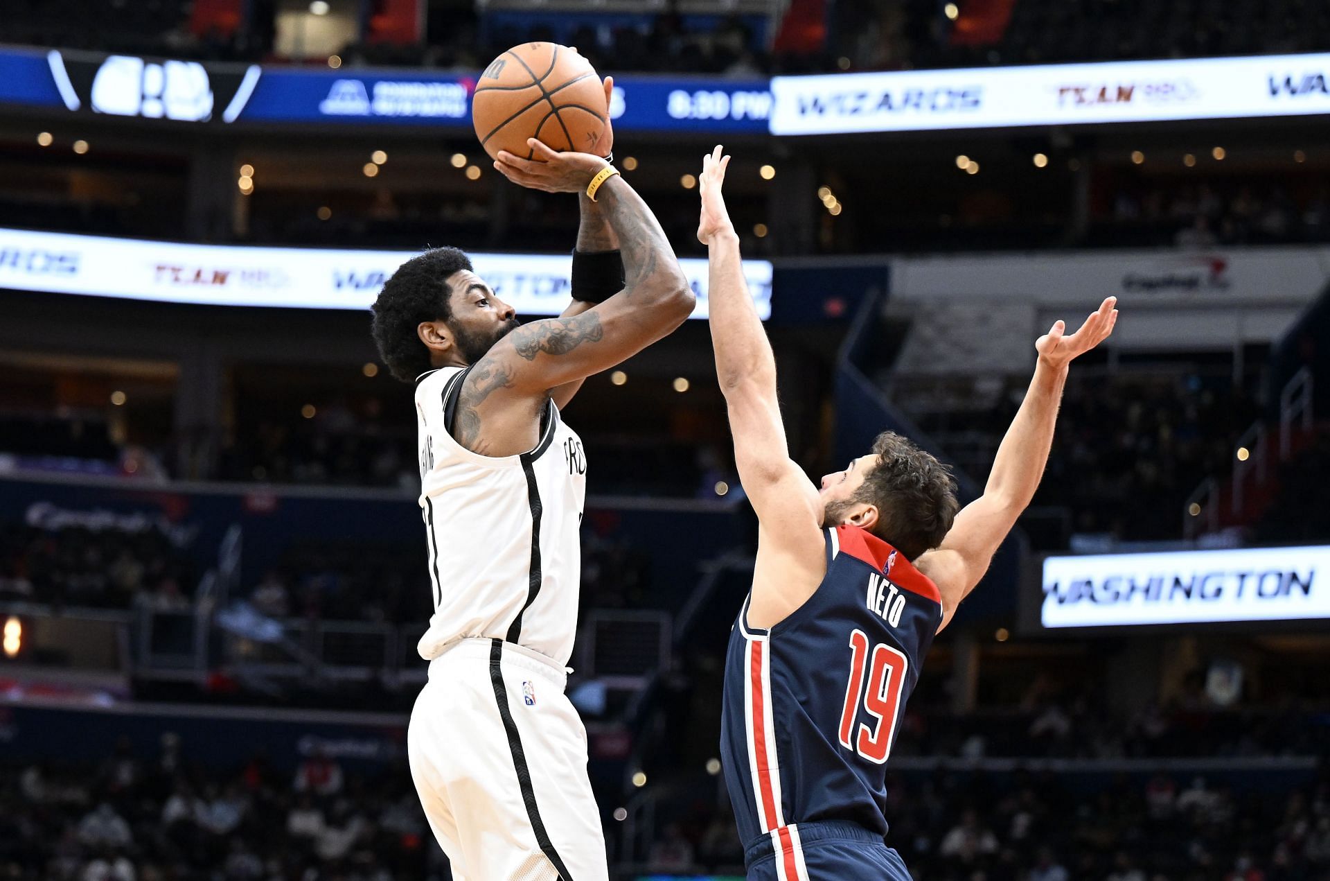 Brooklyn Nets v Washington Wizards: Kyrie Irving shoots