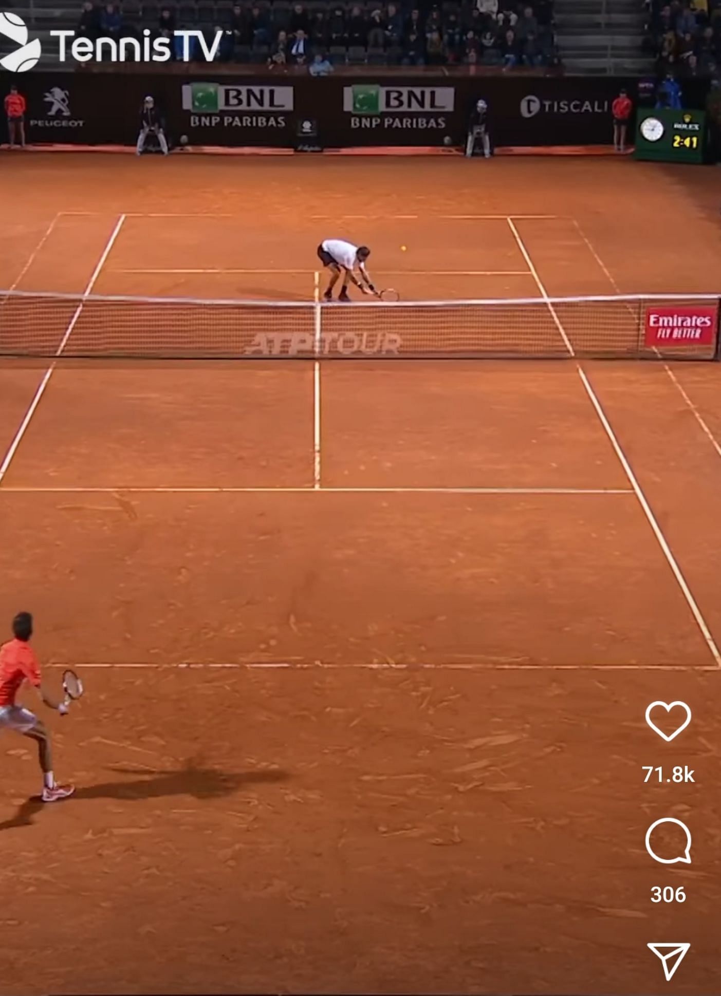 Juan Martin del Potro came up with a brilliant volley against the World No. 1 at the 2019 Italian Open