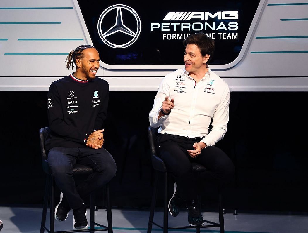 Lewis Hamilton and Toto Wolff at the Mercedes W13 launch (Photo courtesy: Media Images)