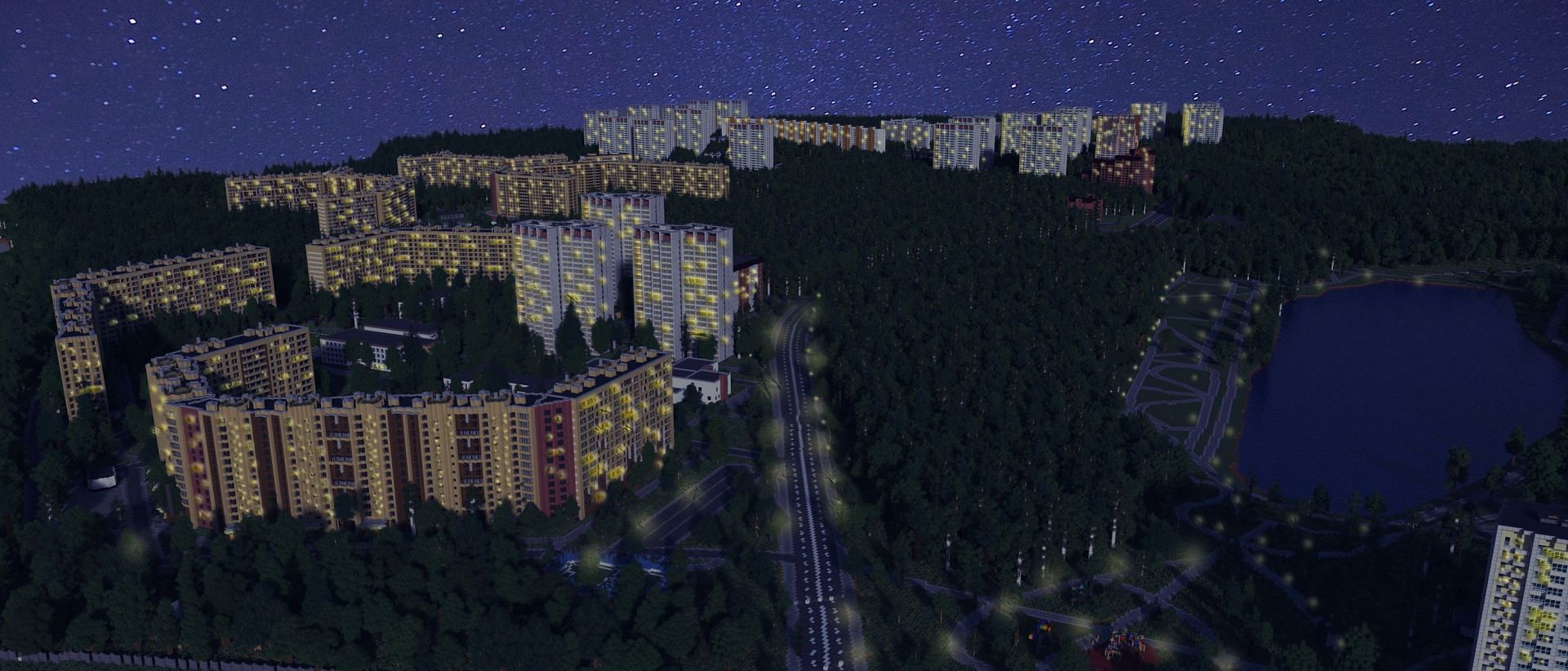 The Zelenograd recreation at night (Image via u/v4siv/Reddit)