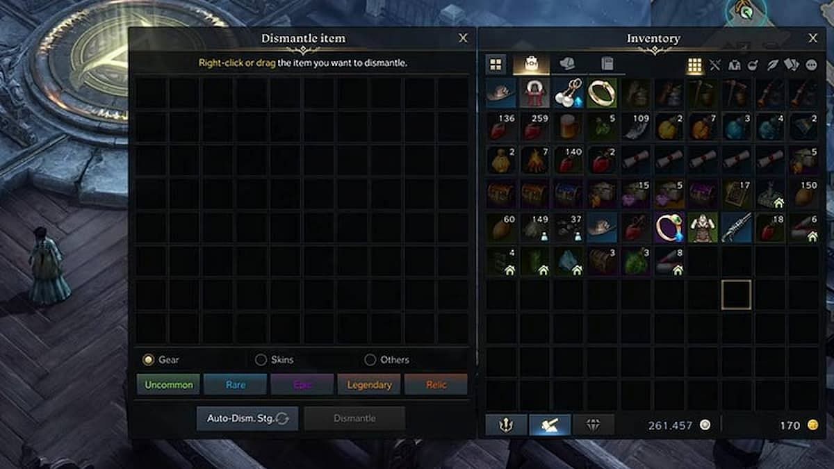 Here you can drag items to the dismantling section (Image via Smilegate)