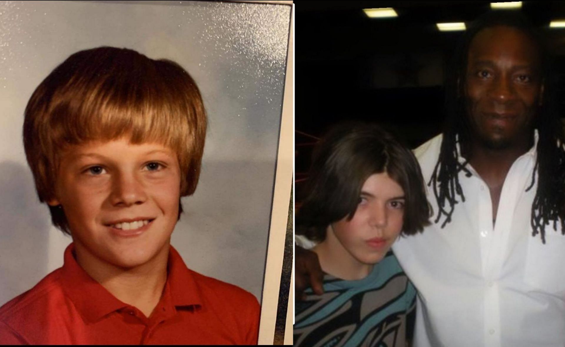 Chris Jericho in his childhood (left), Sammy Guevara with Booker T (right)