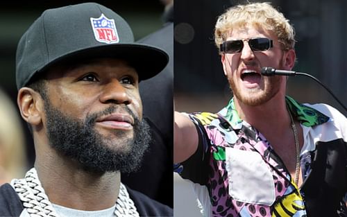 Floyd Mayweather (left); Logan Paul (right)