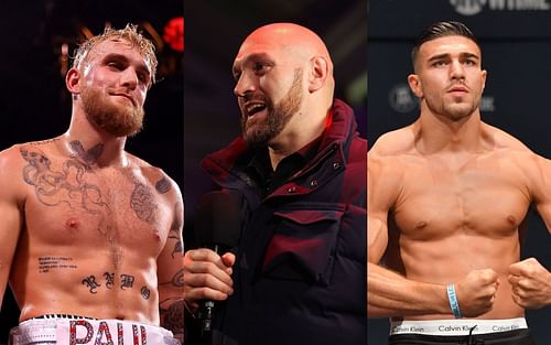 Jake Paul [left], Tyson Fury [center], Tommy Fury [right]