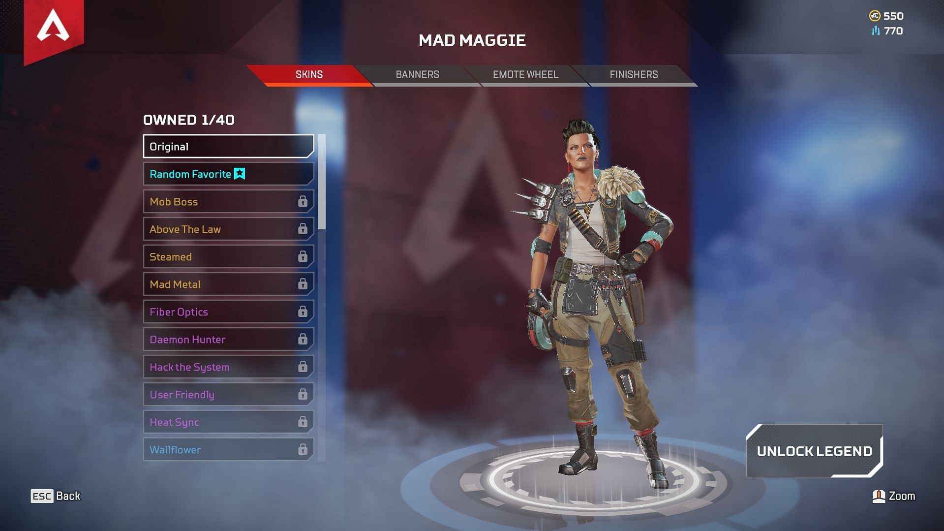 Here are the names of Mad Maggie&#039;s legendary and epic skins (Image via Respawn Entertainment)