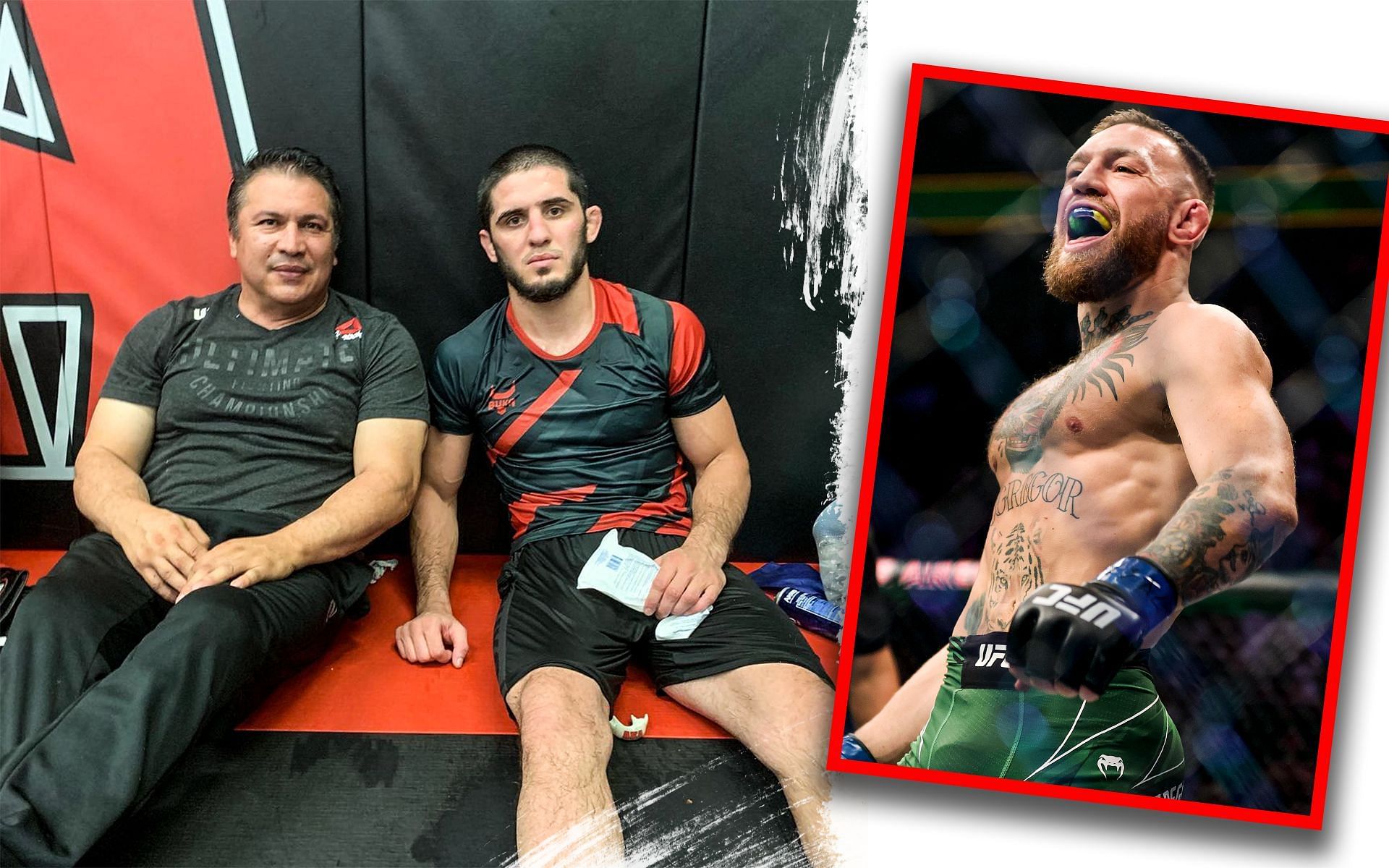 Javier Mendez (left), Islam Makhachev (middle) and Conor McGregor (right) [Left image courtesy: @akajav on Instagram]