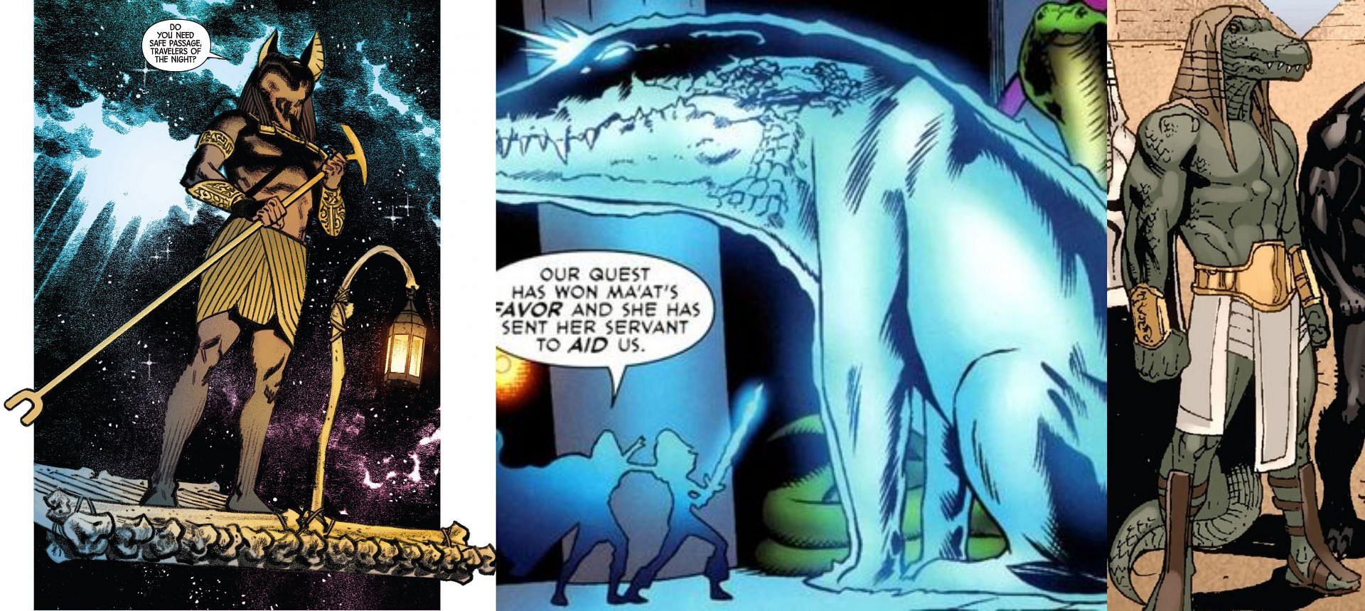 Anubis, Ammut, and Sobek in the comics (Image via Marvel Comics)