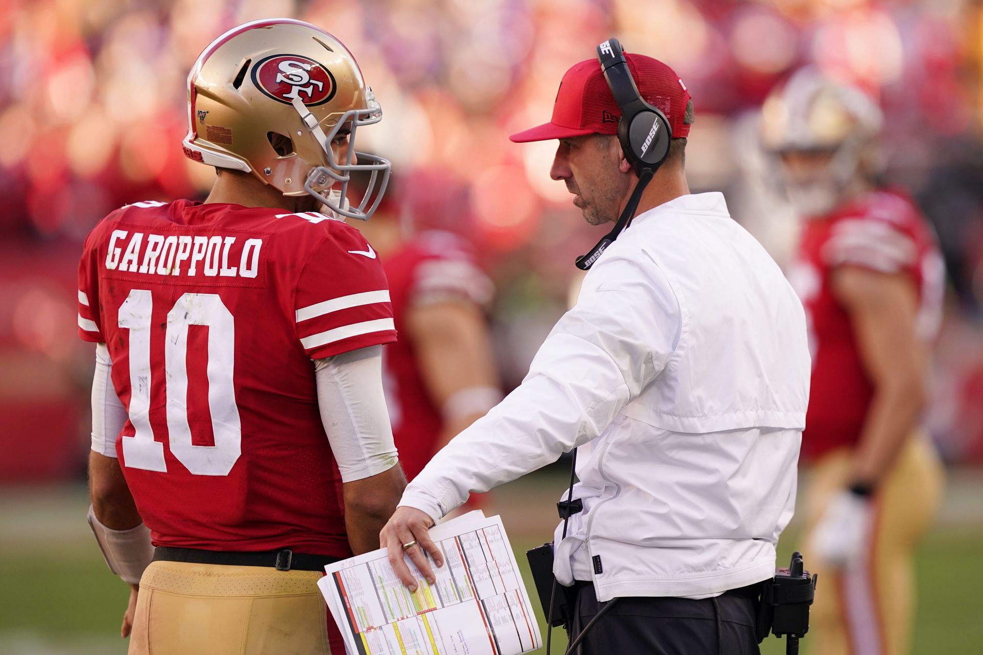 Divisional Round - Minnesota Vikings v San Francisco 49ers Garoppolo and Shanahan in action for the 49ers