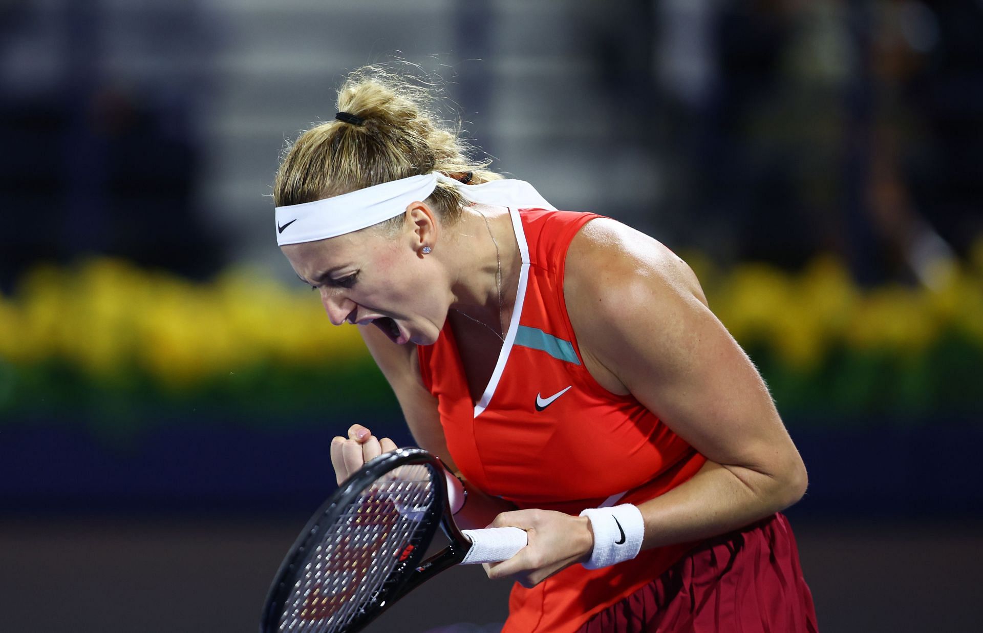 Kvitova during her Dubai Duty Free Tennis match.