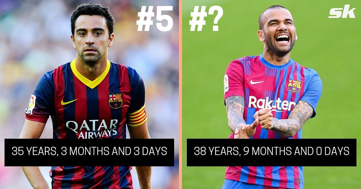 Dani Alves and his manager Xavi are two of the oldest goalscorers in Bar&ccedil;a&#039;s history