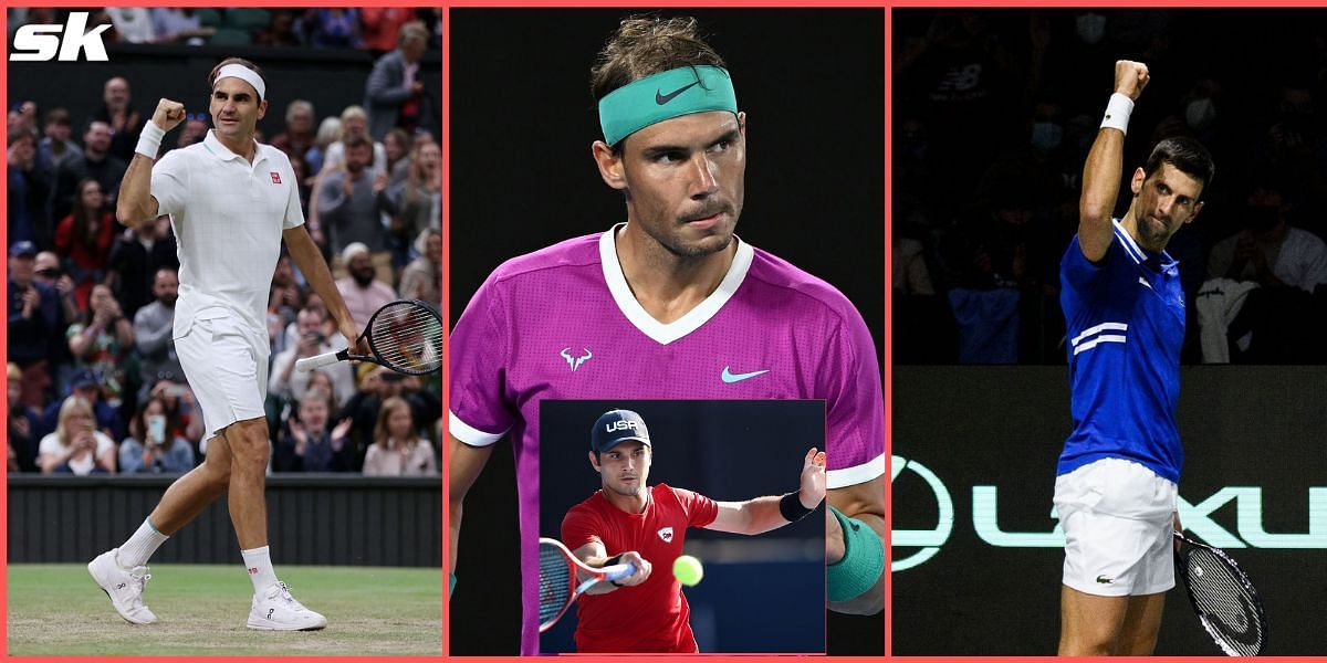 Roger Federer, Rafael Nadal, Marcos Giron and Novak Djokovic
