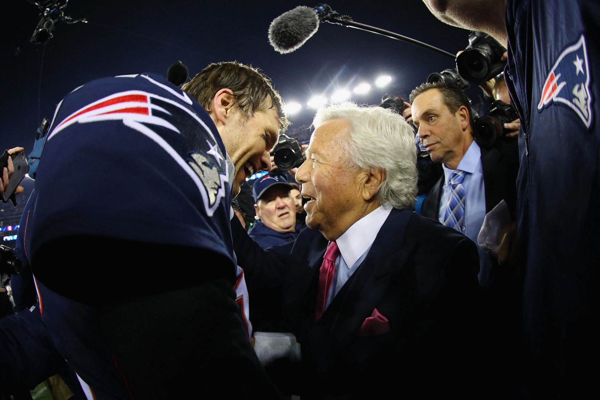 AFC Championship - Tom Brady and New England Patriots team owner Robert Kraft