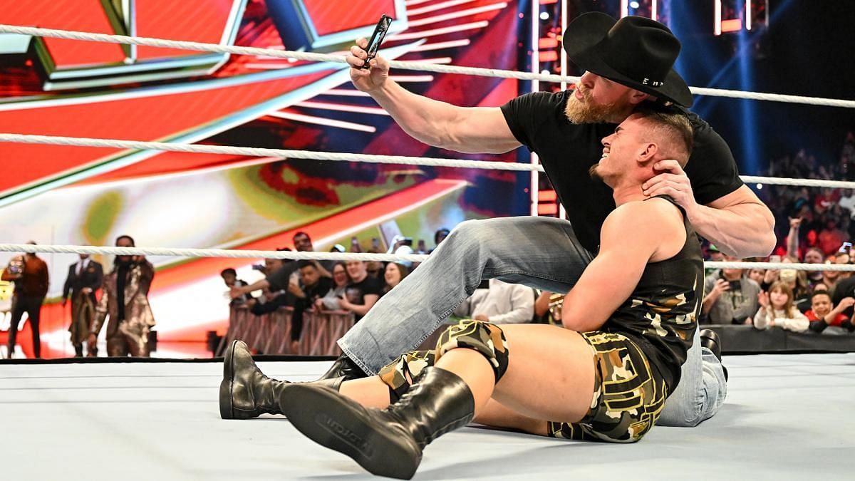 Brock Lesnar and Austin Theory ahead of WWE Elimination Chamber