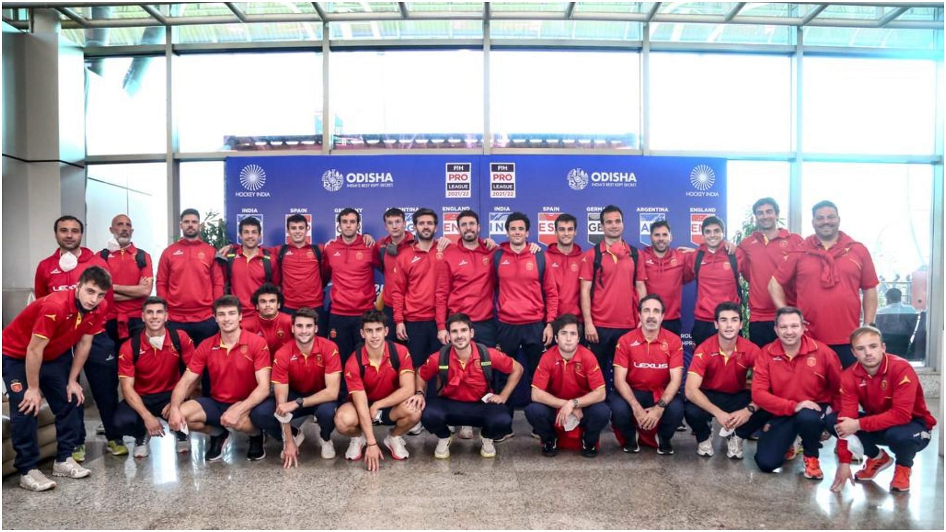 Spanish men&#039;s hockey team in Bhubaneswar, Odisha (Pic Credit: Hockey India)