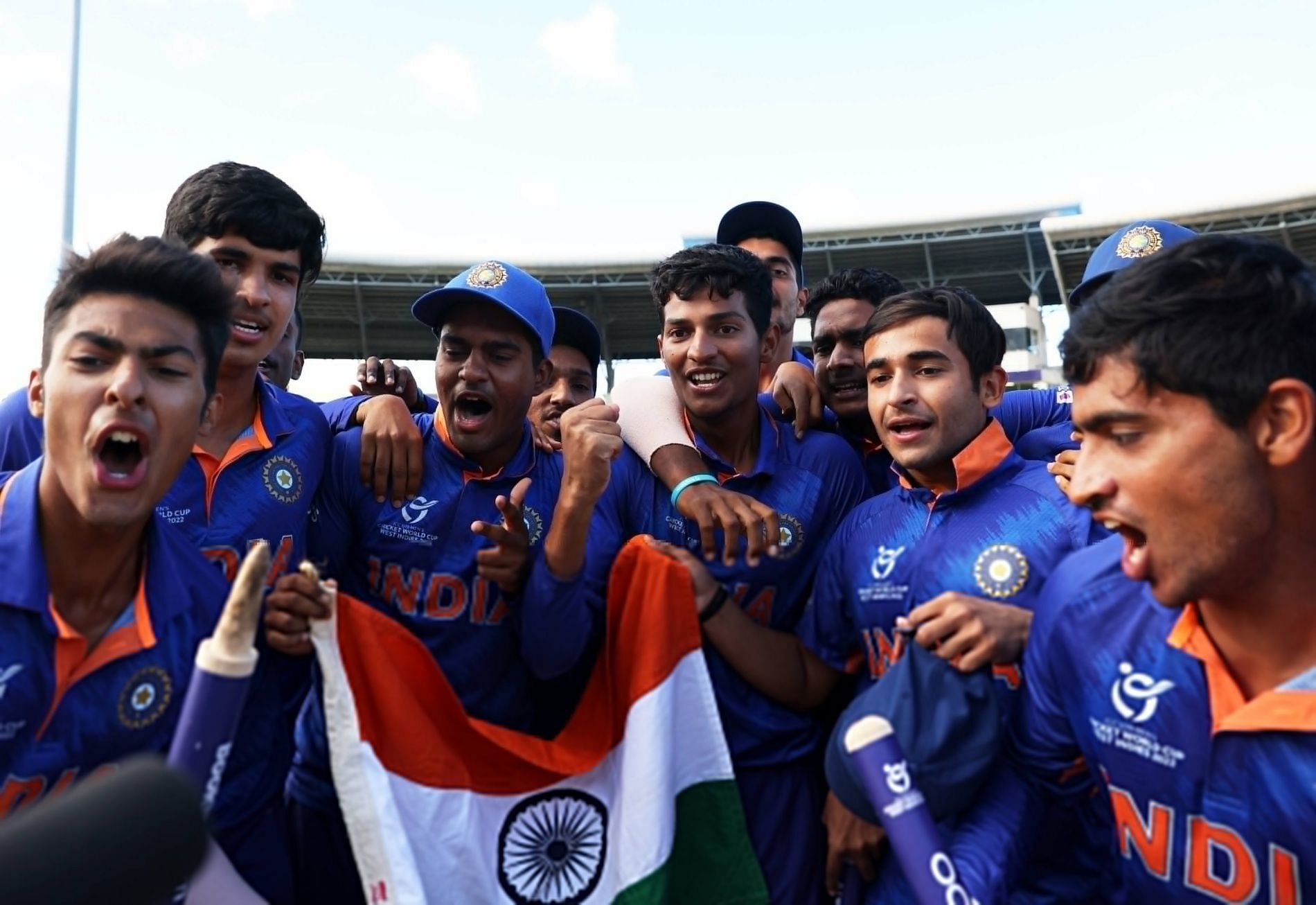 India are ecstatic after winning the U19 World Cup 2022. Pic: BCCI