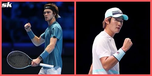 Andrey Rublev (L) and Kwon Soon-woo.