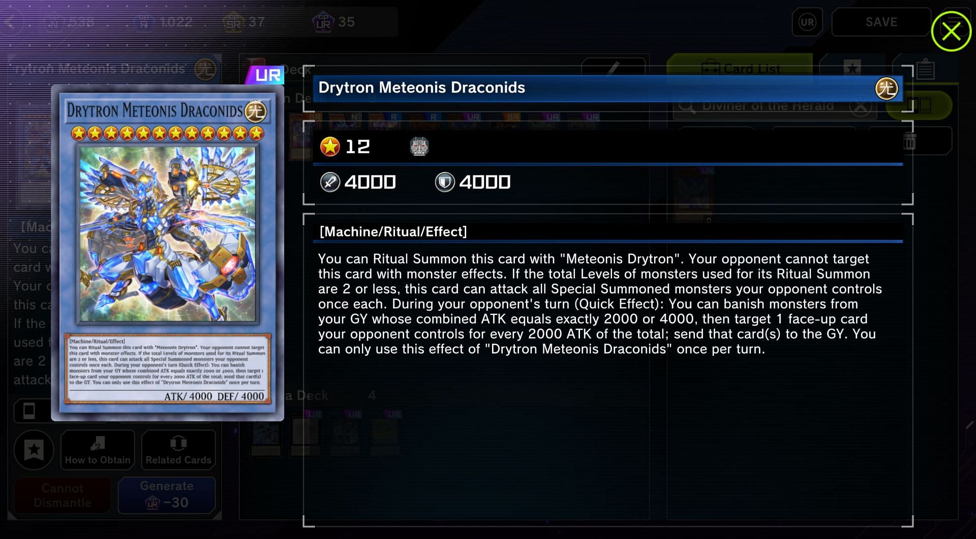 Meteonis Draconids is another important Drytron for the deck and can devastate the other player&rsquo;s field if they get a chance to get moving (Image via Konami)