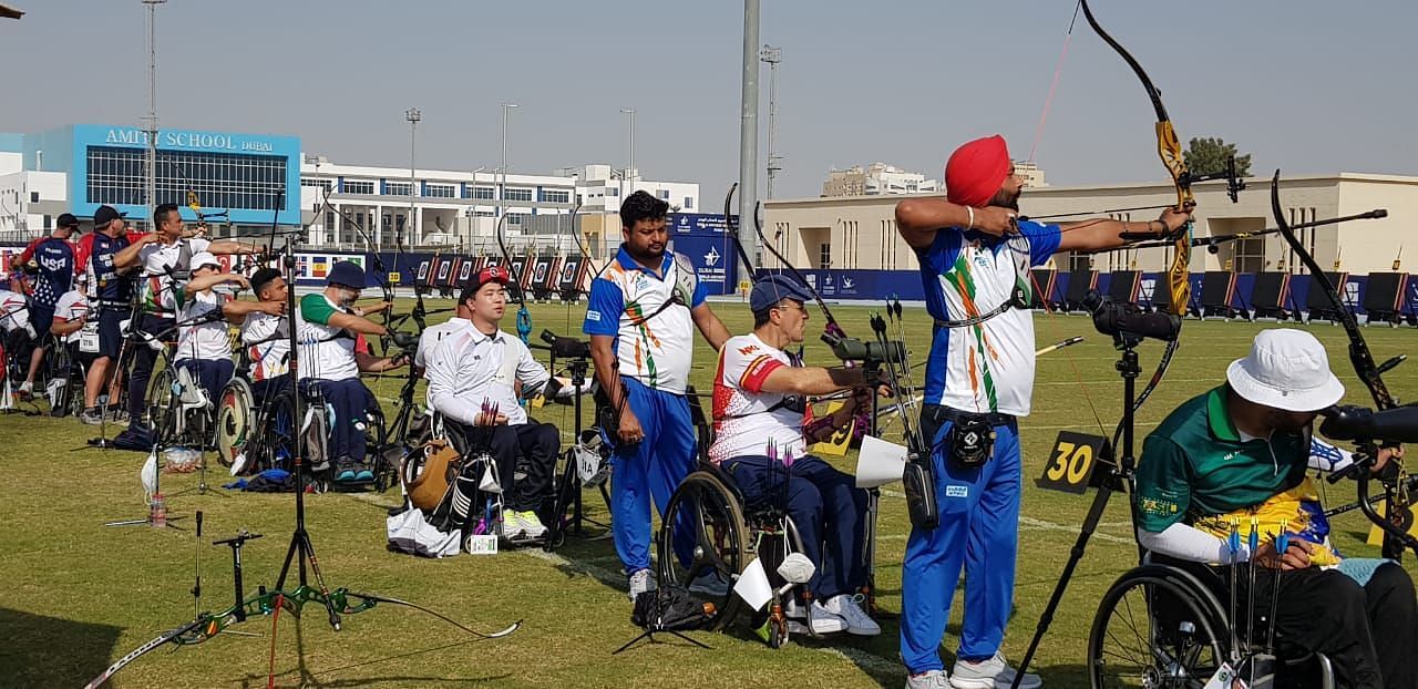 India&#039;s Harvinder Singh in action in recurve men&#039;s open qualification. (PC: PCI)