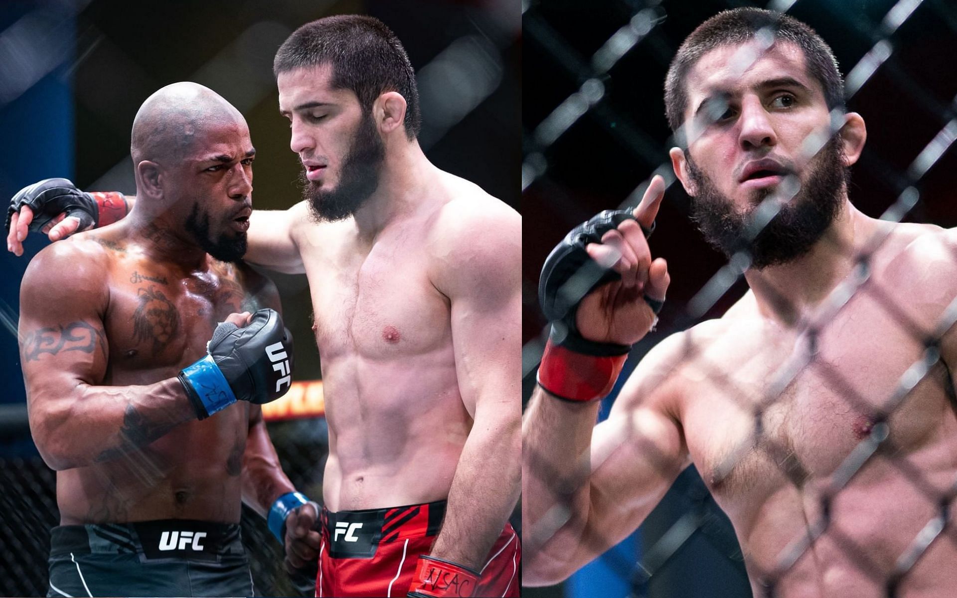 Bobby Green and Islam Makhachev (Left, Image credit: UFC.com) and Islam Makhachev (Right, Image credit: Islam Makhachev Twitter @makhachevmma)