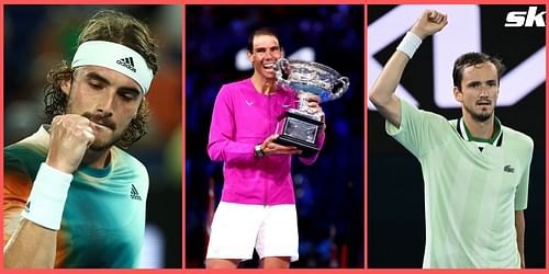 (From L to R) Stefanos Tsitsipas, Rafael Nadal, and Daniil Medvedev