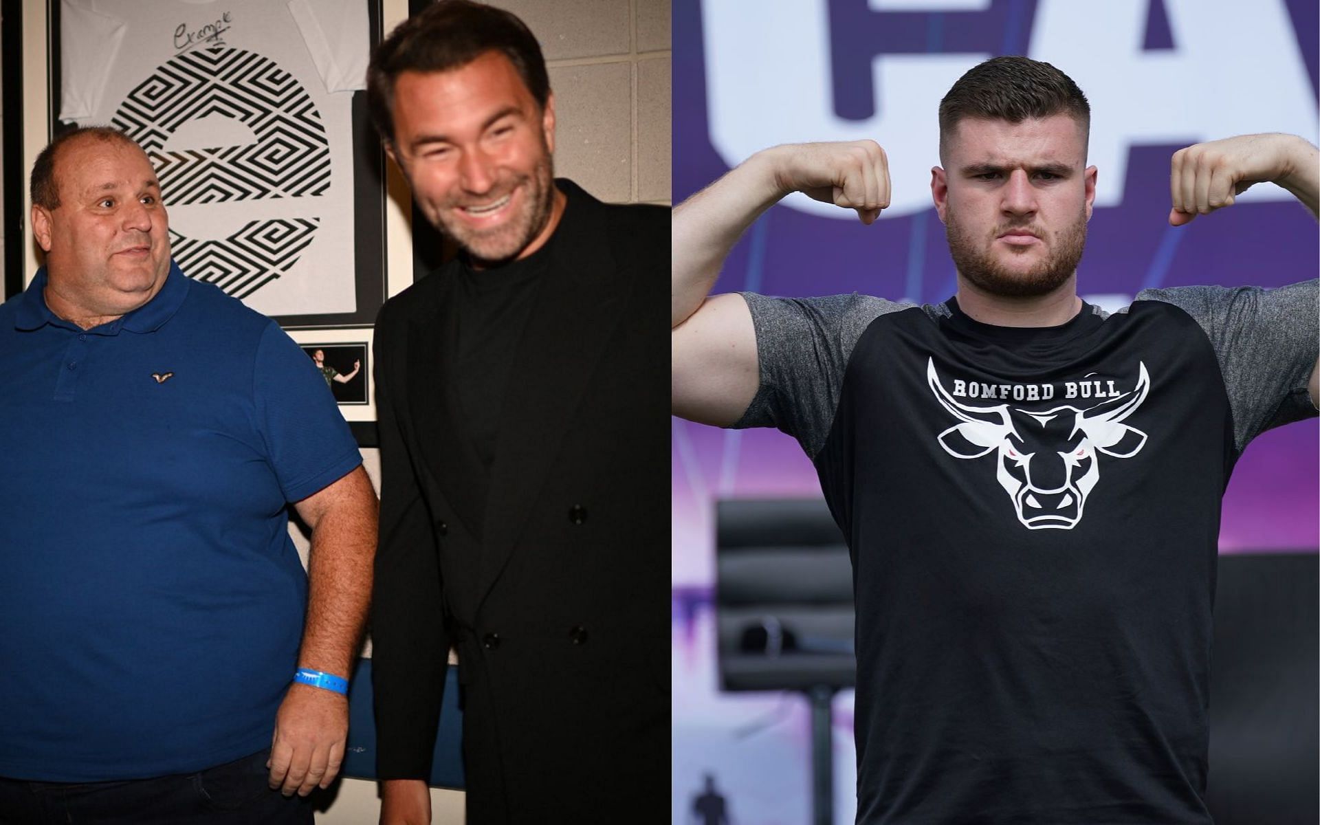 Eddie Hearn with Big John Fisher (left) and Johnny Fisher (right)