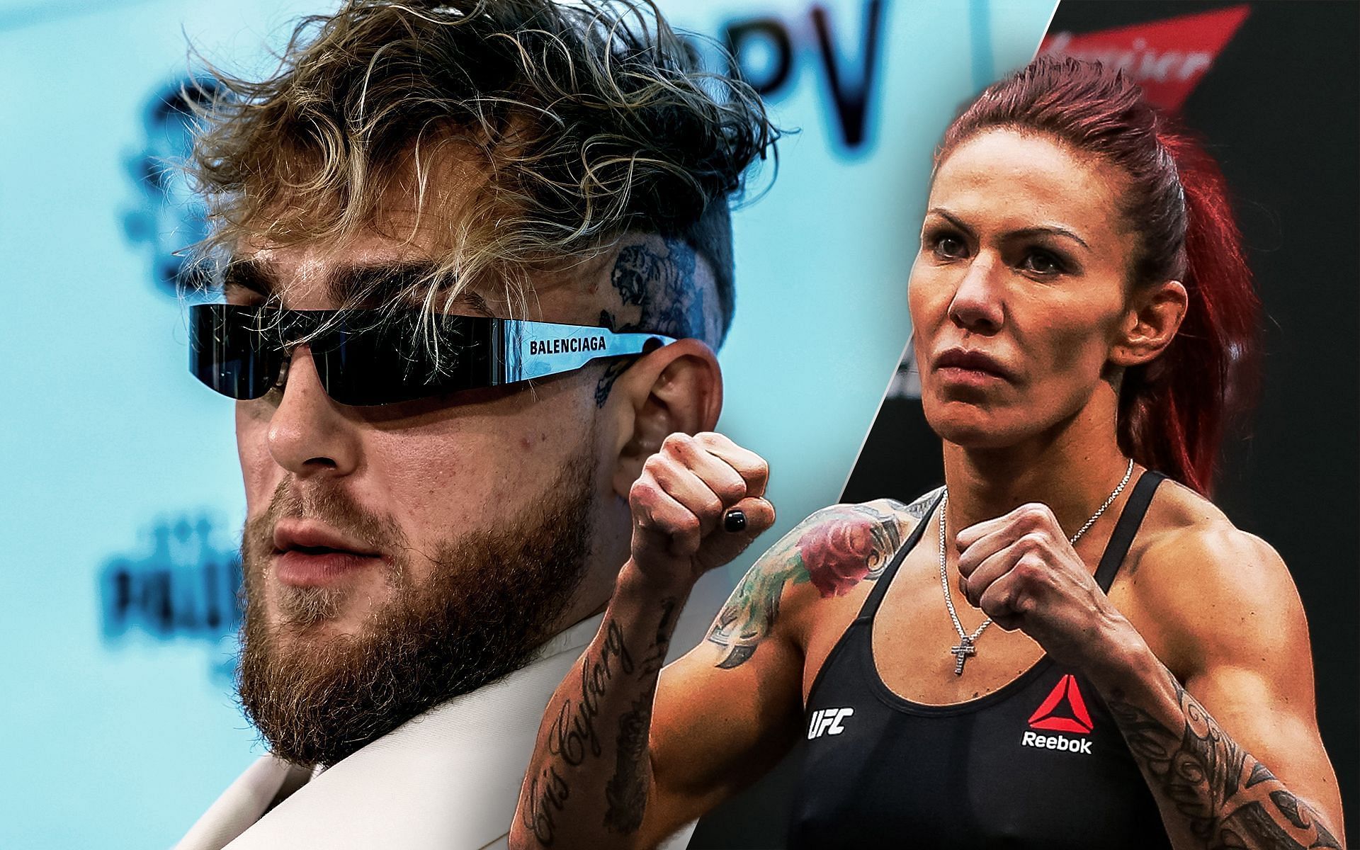 Jake Paul (left) and Cris Cyborg (right)