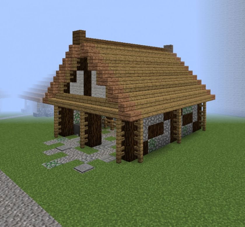 This barn design is more communal, accommodating multiple animals (Image via Grabcraft user depax)