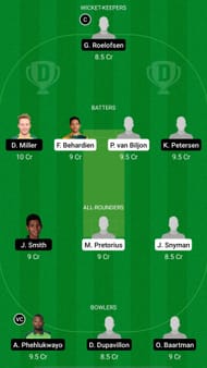 KTS vs DOL Dream11 Prediction - South African T20 Challenge