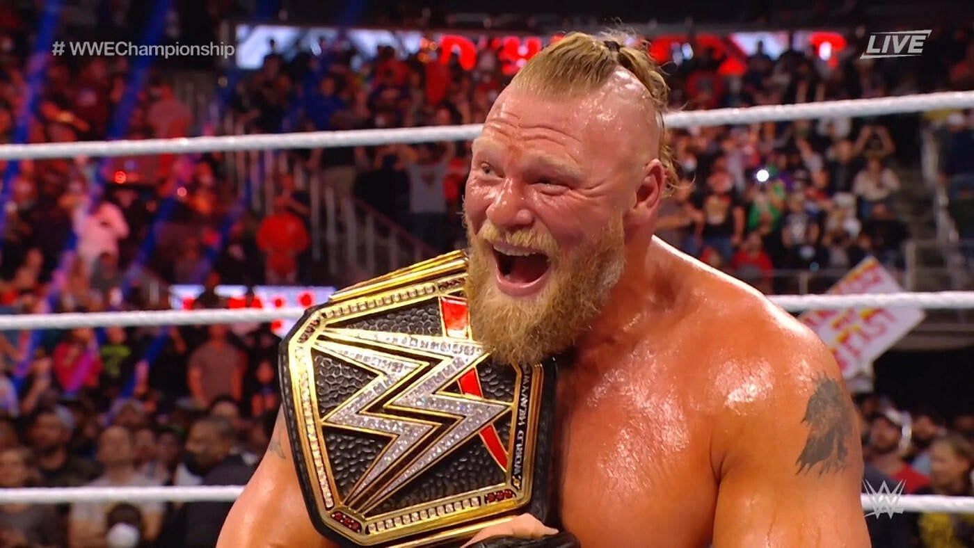 Brock Lesnar has won the title from Bobby Lashley at Elimination Chamber