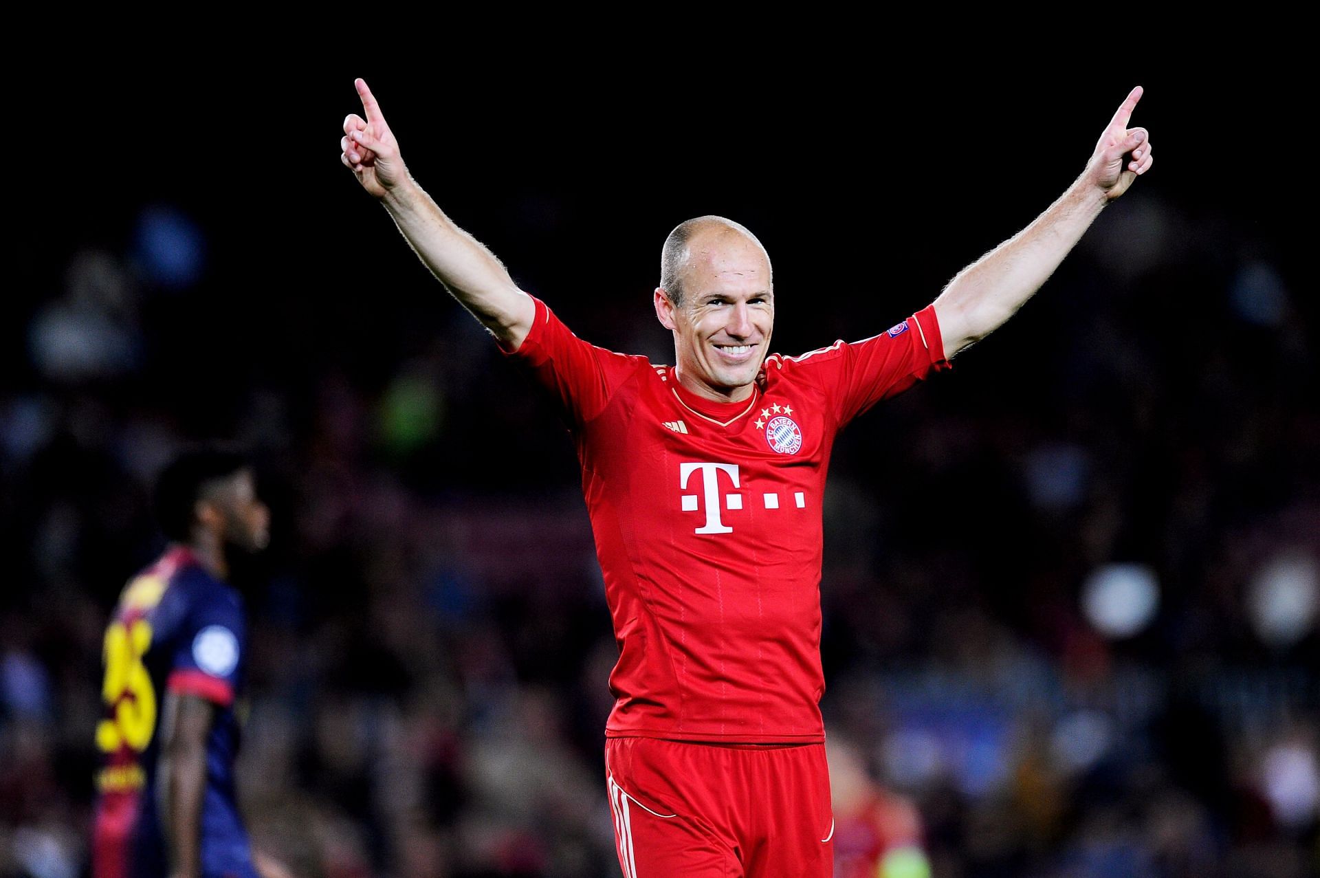 Robben in action against Barcelona at the UEFA Champions League