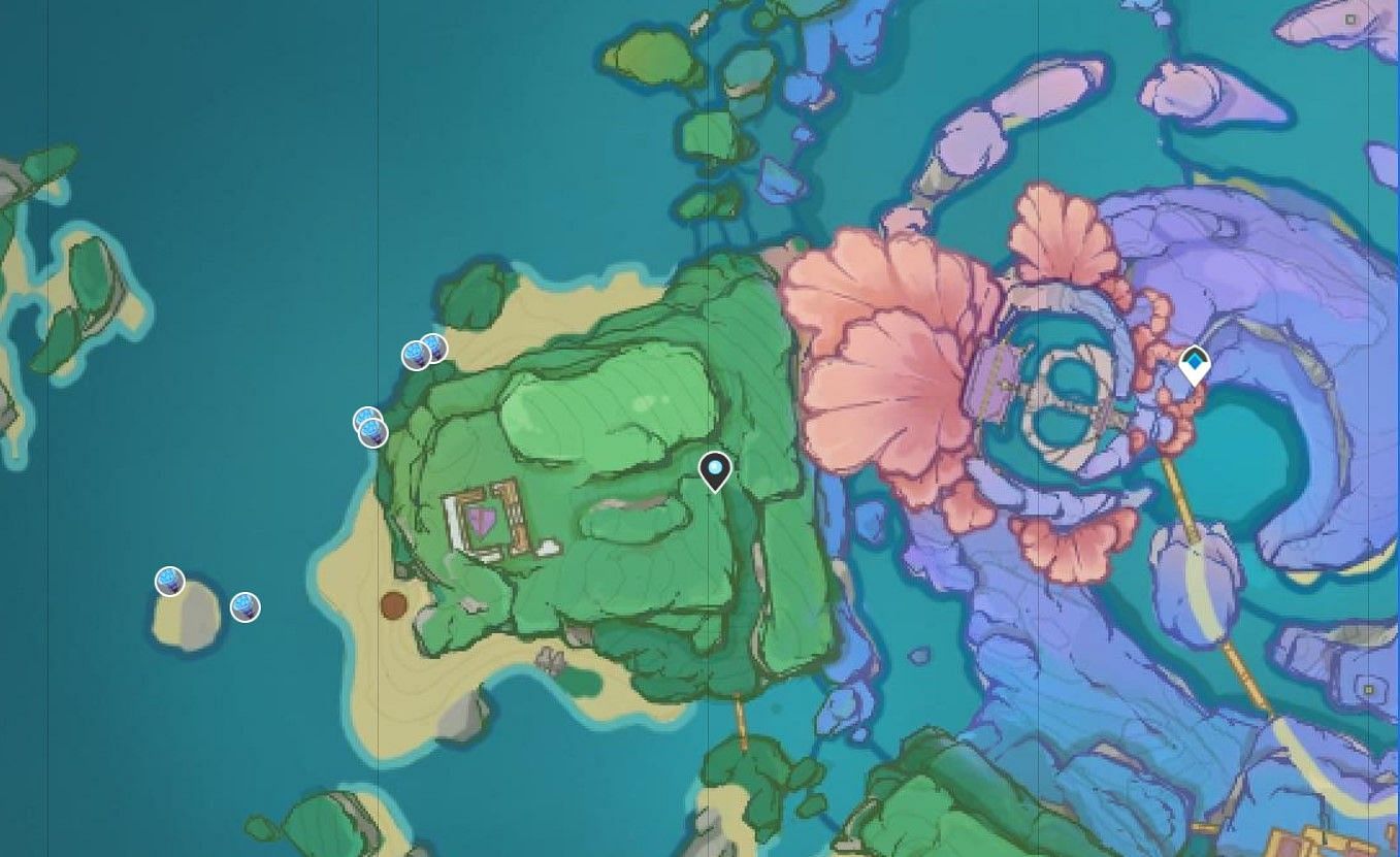 Sea Ganoderma in Mouun Shrine (Image via Genshin Impact Interactive Map)