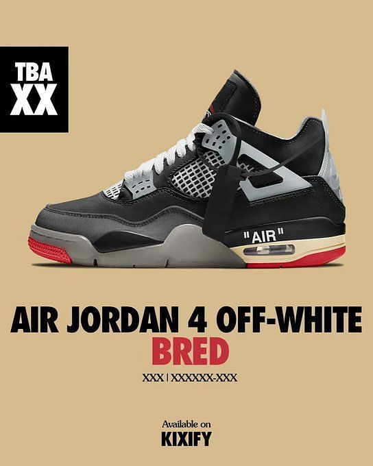 off white jordan 4 black red