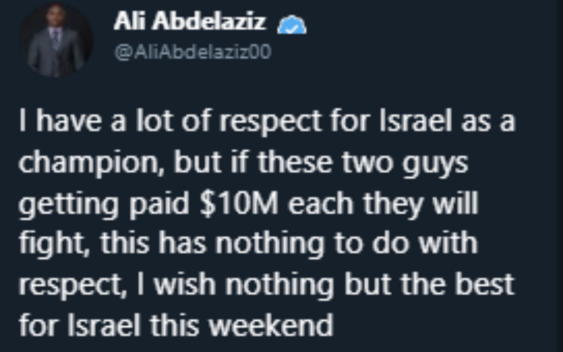 A screenshot of Ali Abdelaziz's deleted tweet