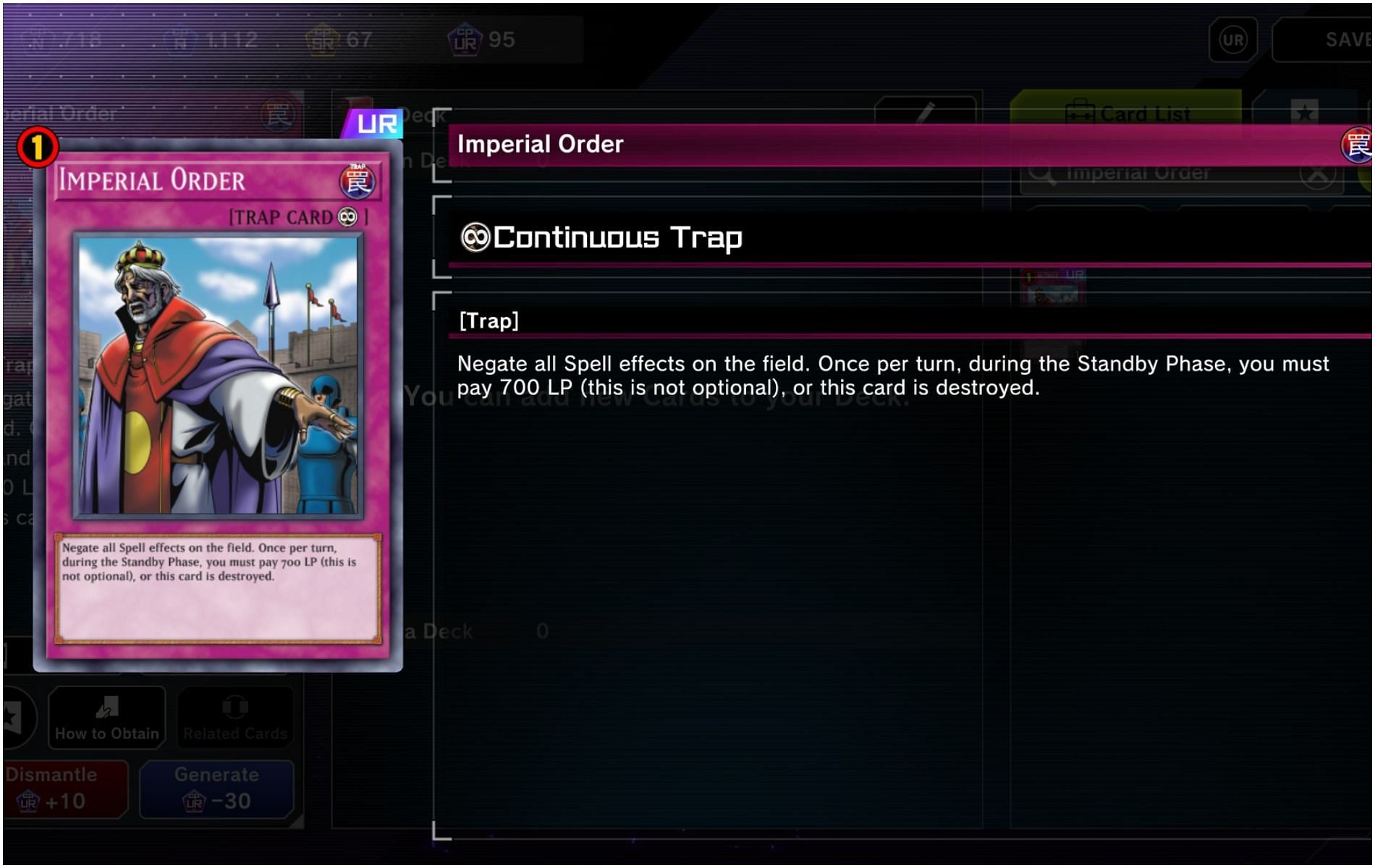 Spell Cards are a crutch, anyway, according to Imperial Order (Image via Konami)
