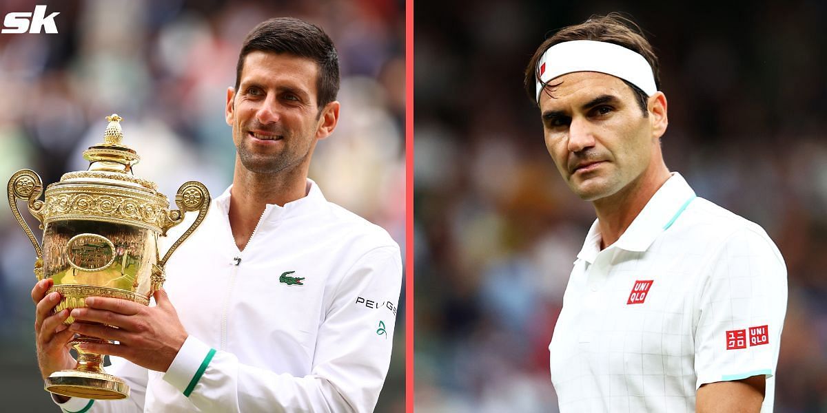 Novak Djokovic (L) and Roger Federer (R)