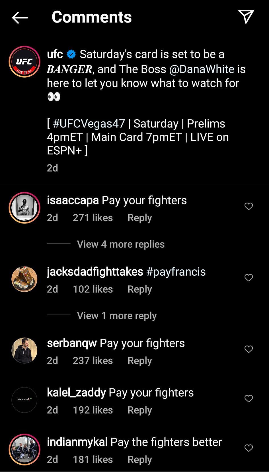 UFC fans go after Dana White on Instagram