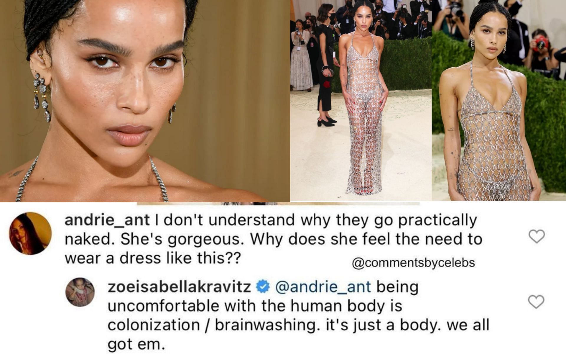 Zoe Kravitz responds to one of the trolls in her comment section (Image via Sportskeeda)